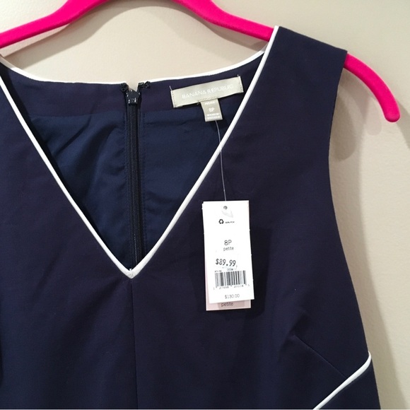 Banana Republic Sheath Dress Sleeveless Blue Navy Womens Petite 8P Workwear New - Picture 5 of 7